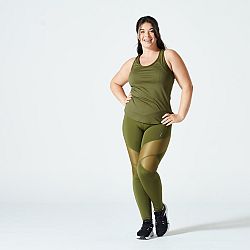 DOMYOS Dámske tielko 520 na kardio fitnes kaki khaki M-L