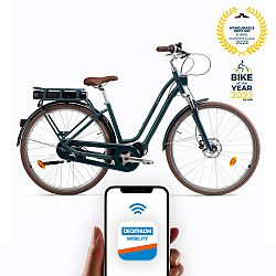 Mestský elektrický bicykel Elops 920 E Connect tmavozelený tyrkysová S-M