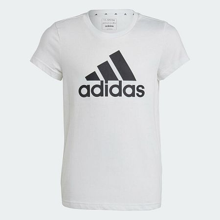 ADIDAS Dievčenské tričko s veľkým logom bielo-čierne 11-12 r 152 cm