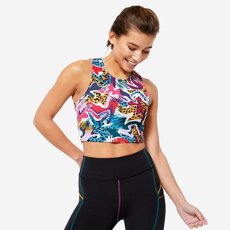 DOMYOS Dámsky crop top FTA 120 viacfarebný viacfarebná L