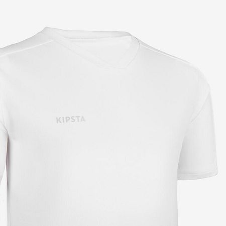 KIPSTA Detský futbalový dres Essentiel s krátkym rukávom biely 10-11 r (141-150 cm)